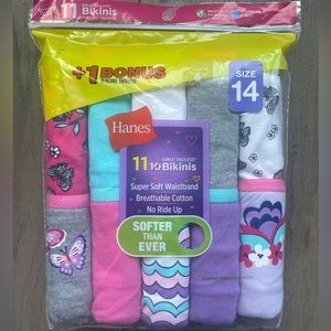 Hanes Girls’ Tagless Bikini Underwear 11/pk